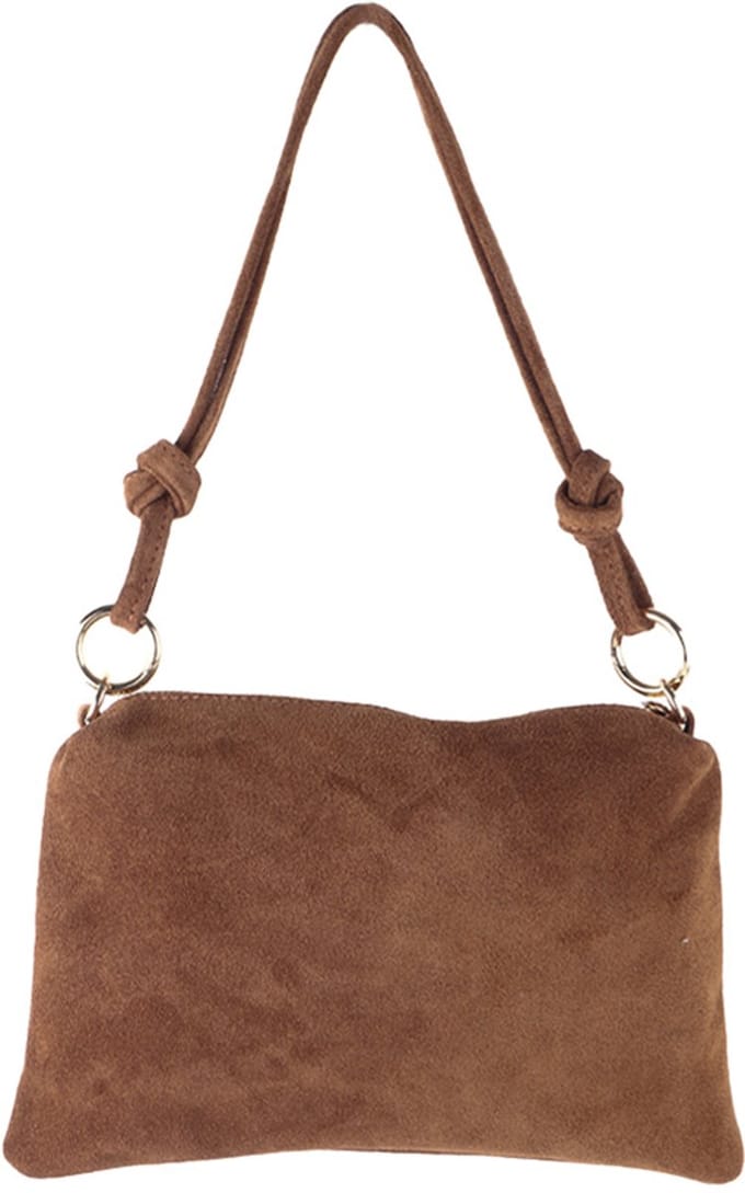 Giuliano lederen schoudertas Sienna - Suede - Made in Italy - Bruin