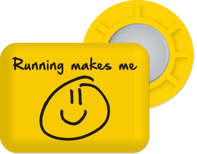 Bibbits hardloopmagneten | Running makes me smile yellow