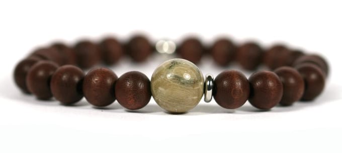 Heaven Eleven Men - Bruin hout - 10mm - Jaspis - 21cm