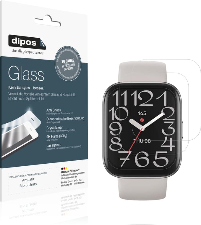 dipos – 2x Pantserfolie geschikt voor Amazfit Bip 5 Unity | 9H Screenprotector