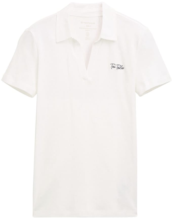 Tom Tailor - Basic poloshirt met geborduurd logo - Maat L - Whisper White
