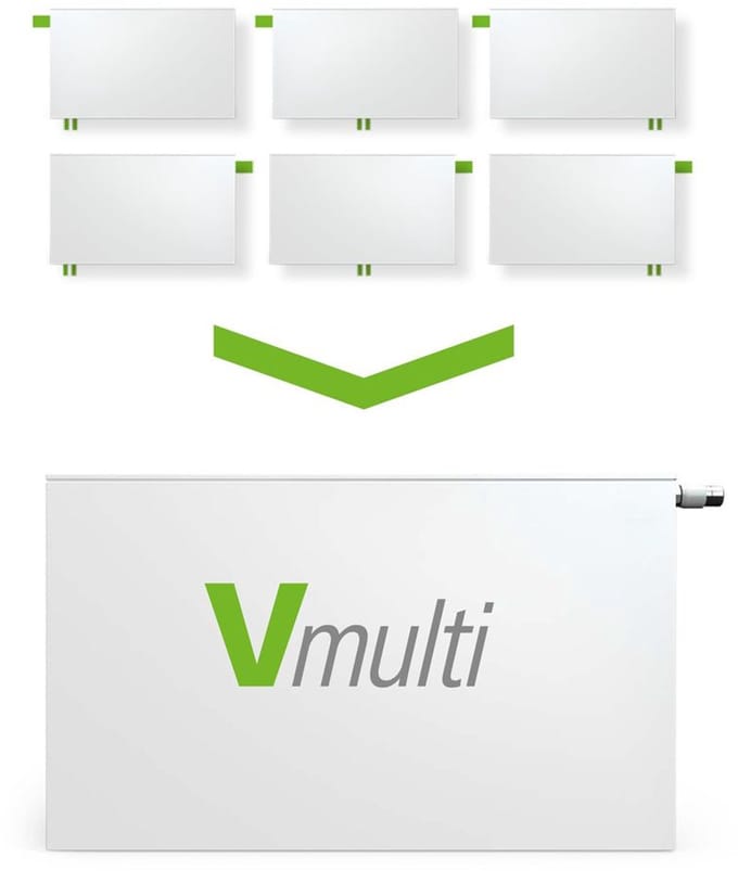 Kermi X2 Plan-Vmulti universele radiator, Type 12, 905x505, wit, ventiel, PTX120900501N1K