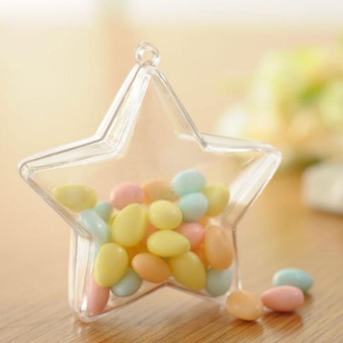 5 Stuks Transparante Bedankdoosjes Plastic Geschenkdoos Stervormige Snoepdoosjes voor Bruiloftsfeest white