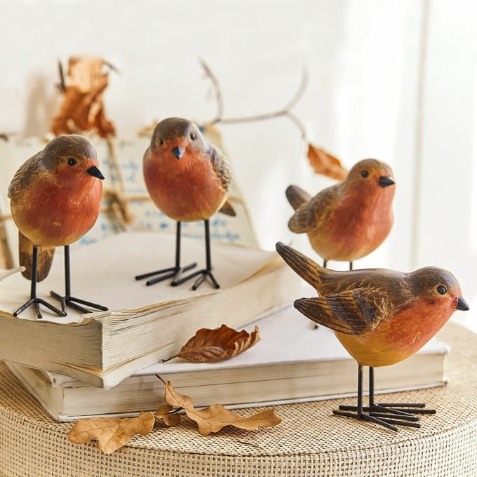 LOBERON Vogel set van 4 Siblings roodbruin