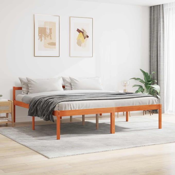 vidaXL - Bedframe - Wasbruin - 200 - x - 200 - cm - Massief - grenenhout