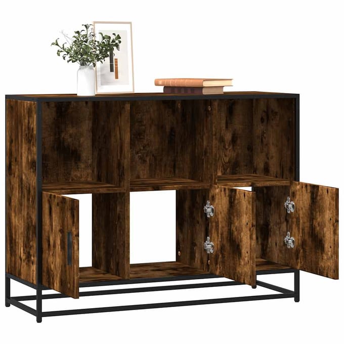 vidaXL - Dressoir - 100x35x76 - cm - bewerkt - hout - gerookt - eikenkleurig