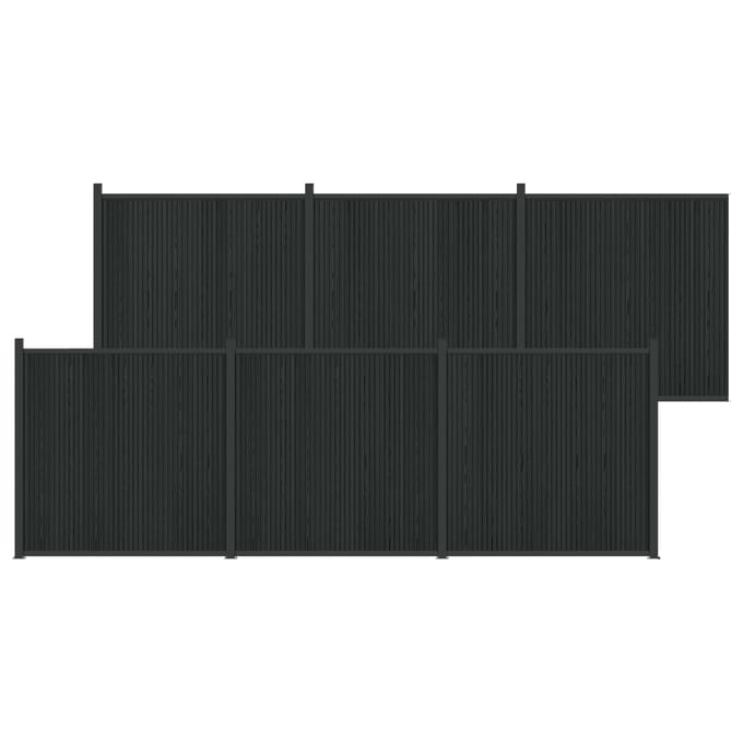 vidaXL - Hekpaneel - 6 - st - 1055 - x - 186,5 - cm - WPC - en - Aluminium - Zwart