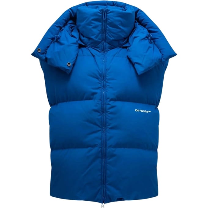 Gebroken wit Bouce gilet met capuchon, pauwblauw donsjack