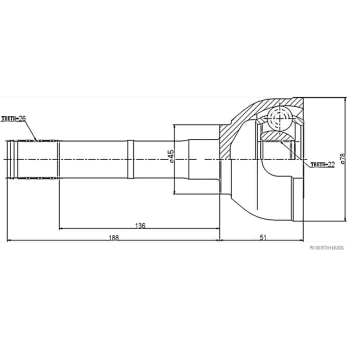 Aandrijfas koppelingsset HERTH+BUSS JAKOPARTS J2828008