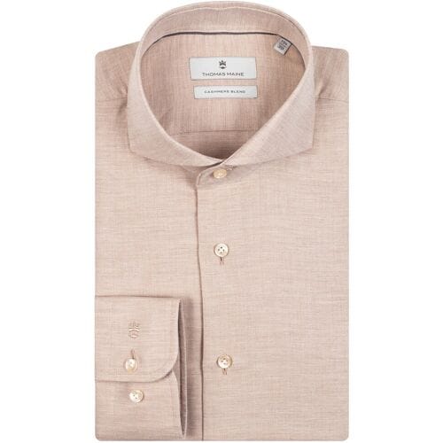Thomas Maine Overhemd Bari Cutaway Cotton Cashmere Blend Zand / male