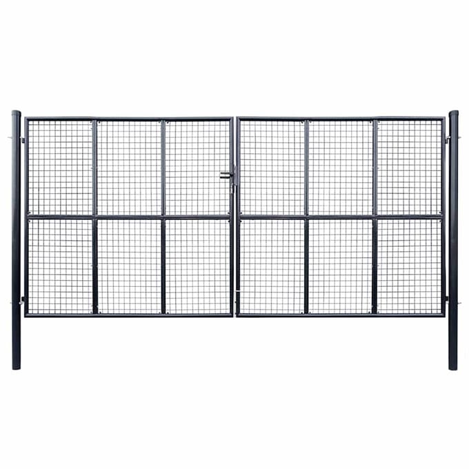 vidaXL - Tuinhek - van - gaas - gegalvaniseerd - staal - 400x175 - cm - grijs