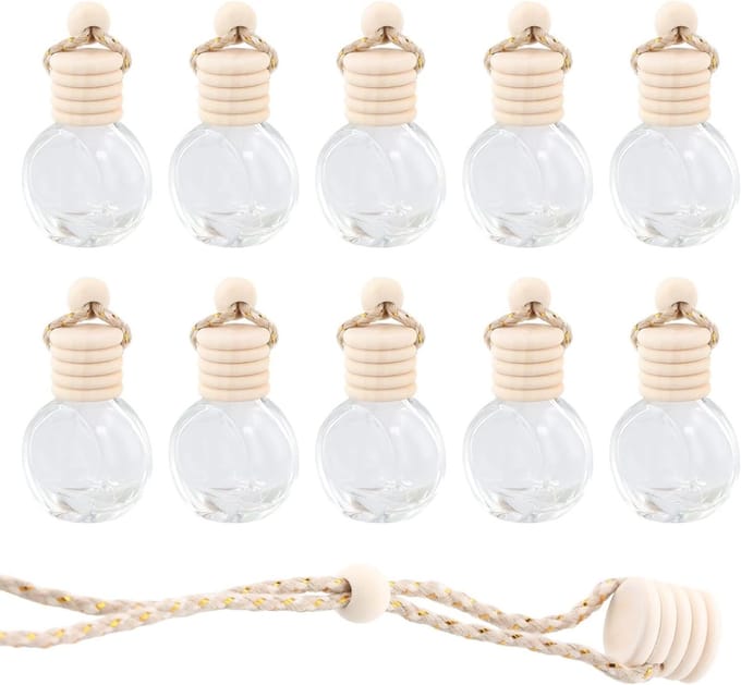 Allecto Plus - Luchtverfrisser Diffuser 10 stuks Navulbaar 8 ml etherische olie Aromatherapie voor Auto Thuis Kantoor