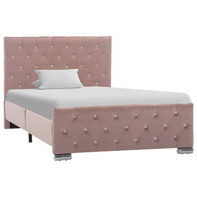 vidaXL - Bedframe - fluweel - roze - 100x200 - cm