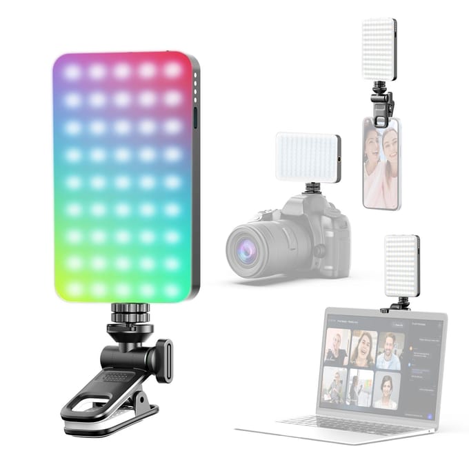 Lampe vidéo LED de poche RGB Fill Light 2500K-9000K, intensité variable, 10 effets d'éclairage de scène noir
