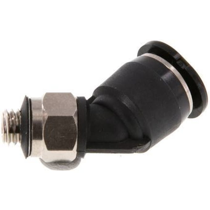 6mm x M 5 45 graden L-verbinding Messing/PBT Insteekfitting Buitendraad Compact Ontwerp NBR