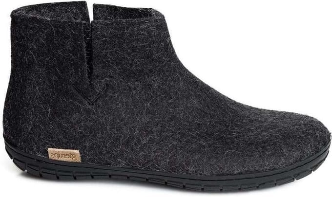 Glerups Warme Vilten Pantoffel Boot Zwart Rubber Zool