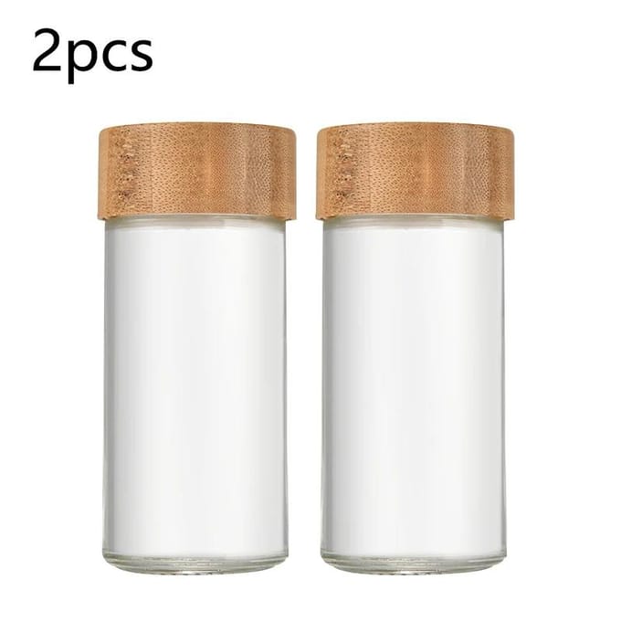 40oz Vierkante Kruidenpot Peper Kruidenfles 24 Sets Peperfles 90ml 120ml Bamboe en Glas Kruidenpot beige
