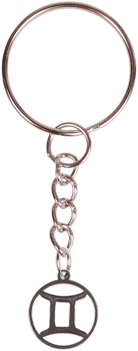 Sleutelhanger/Tashangertje - Zilverkleurige Sleutelring - hanger sterrenbeeld Tweelingen