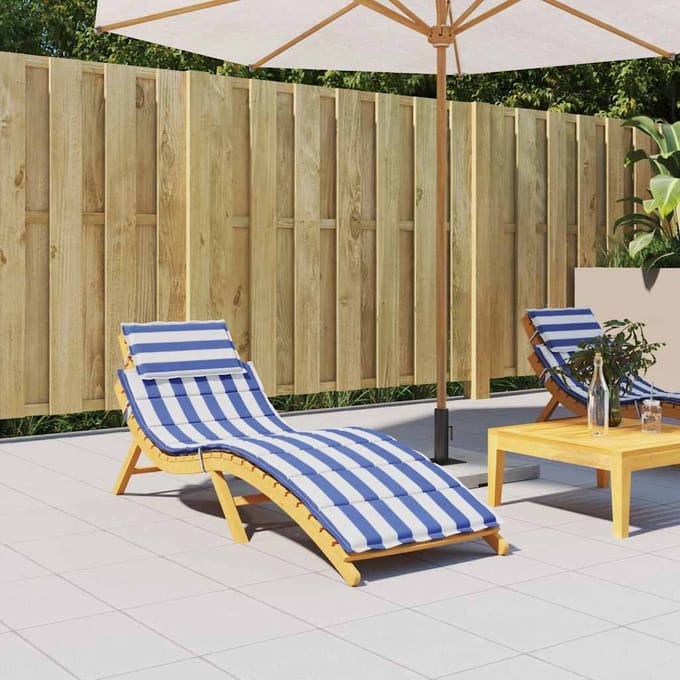 vidaXL - Ligbedkussen - gestreept - oxford - stof - blauw - en - wit