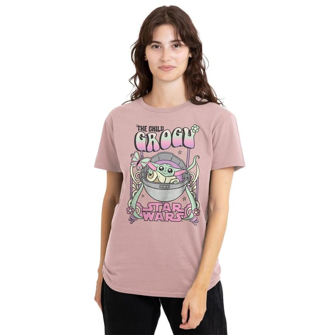 Star Wars Dames/Dames Hippie Grogu T-Shirt (Roze)