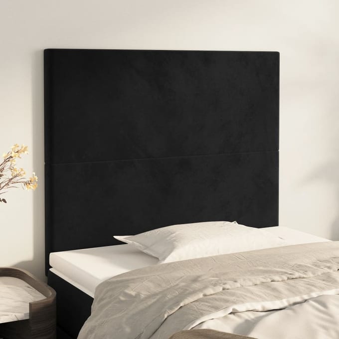 vidaXL - Hoofdbord - zwart - 80x5x118/128 - cm - fluweel