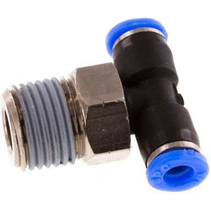 1/8'' x 1/8'' NPT inline T-stuk Messing/PBT Insteekfitting Buitendraad Draaibaar NBR [2 Stuks]