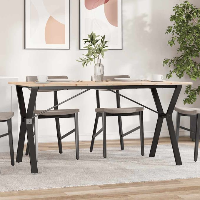 vidaXL - Eettafel - Y-frame - 140x80x75 - cm - massief - grenenhout - en - staal