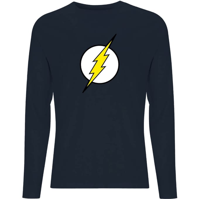 Justice League Flash Logo Men's Long Sleeve T-Shirt - Navy - M