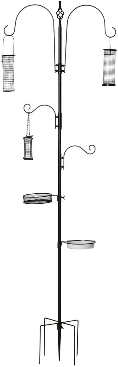 PawHut-Vogelfutterspender-Stahl-54,5L x 54,5B x 208H cm-Schwarz