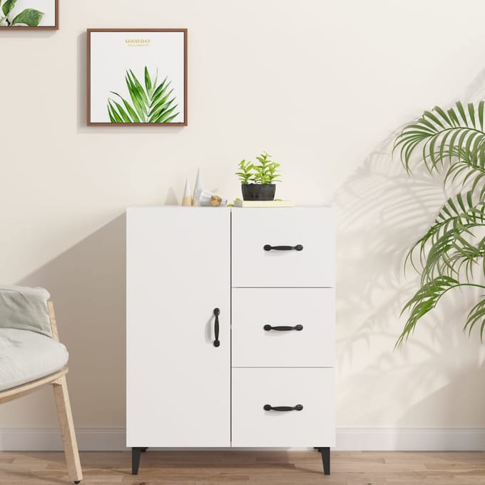 vidaXL - Dressoir - 69,5x34x90 - cm - bewerkt - hout - wit