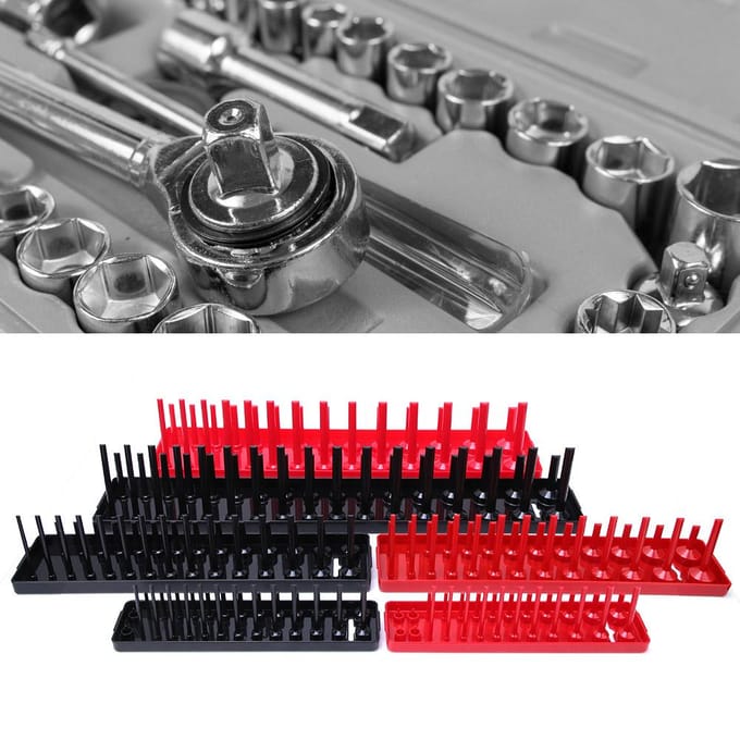 6 STuks MetrischInch Dophouder Organizer Multifunctioneel Plastic Dop Opbergrek Tray black