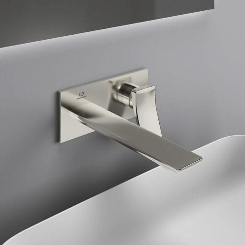 Ideal Standard wall-mounted basin mixer, square rosette, spout 22 cm A7372GN