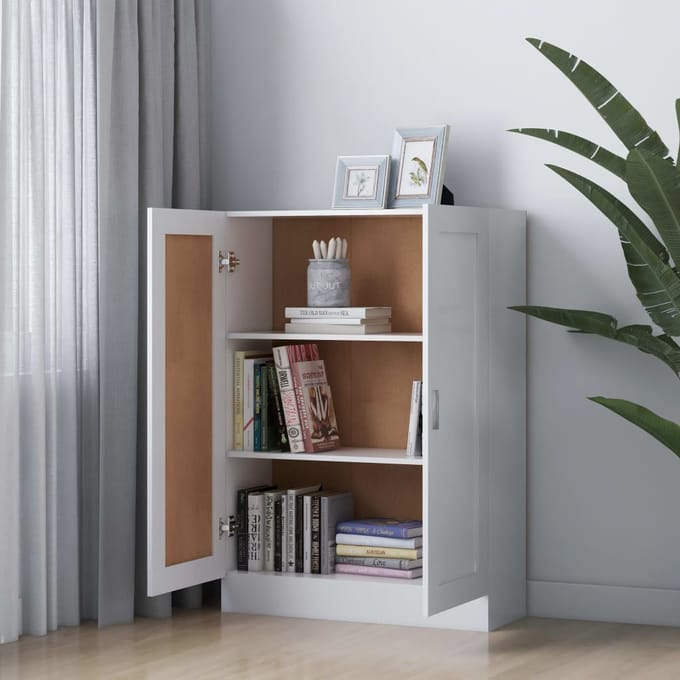 vidaXL - Boekenkast - 82,5x30,5x115 - cm - bewerlt - hout - wit