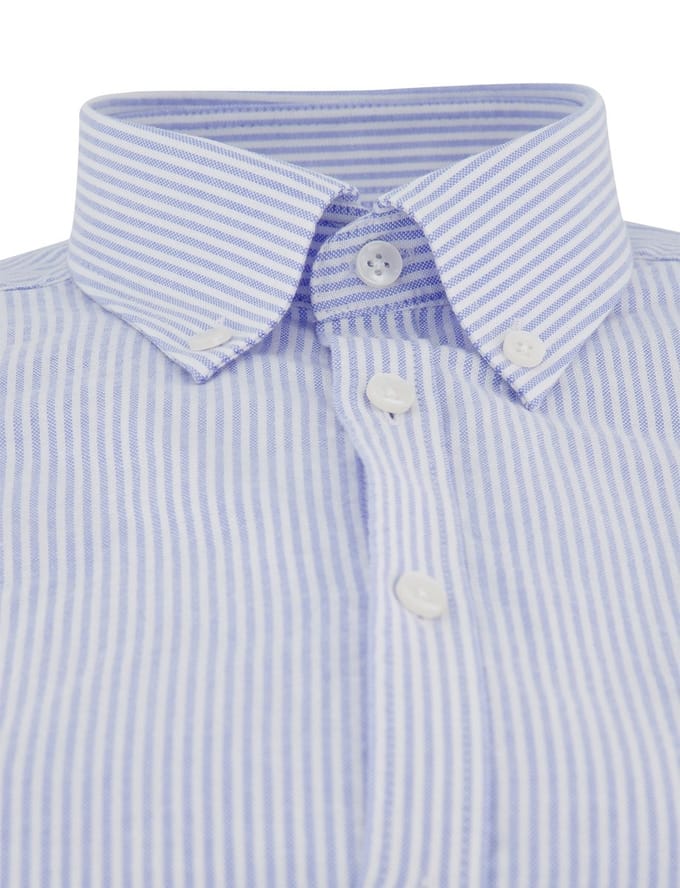 Modern fit blauw overhemd Ledub 100% katoen witte knopen