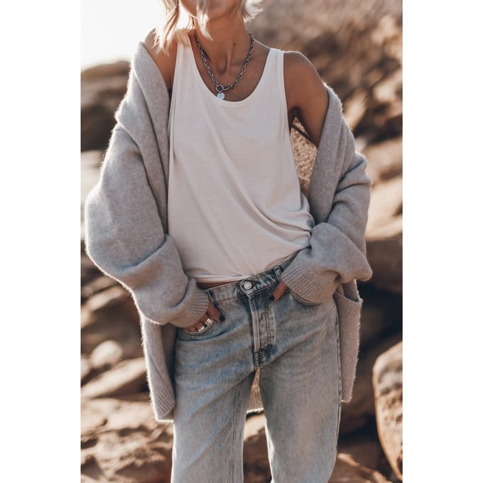 Mikuta The Grey Oversized Knitted Cardigan Grey Maat: M | Winterjassen Outlet | Dames | Grijs