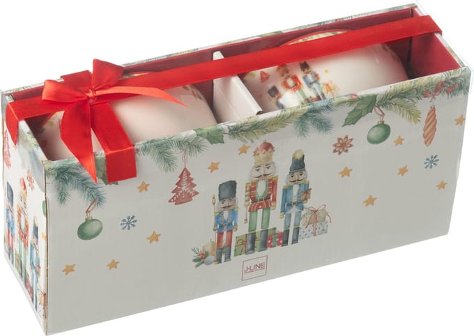 J-Line kom Notenkraker - keramiek - wit - giftbox van 2 stuks