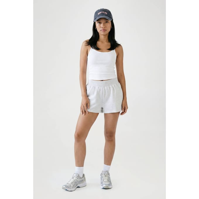 boohoo Dames Sweatshort Met Geribbelde Tailleband | Asgrijs | Maat: Small