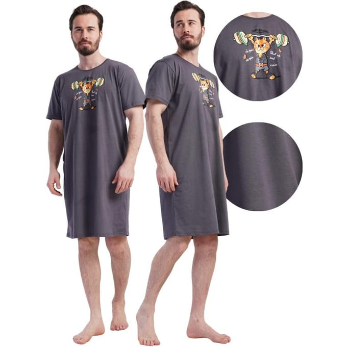 Chemise Homme Pour Dormir Coton Pour l'Été Ample Confortable Vienetta XL Agréable black