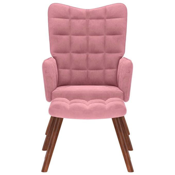 vidaXL - Relaxstoel - met - voetenbank - fluweel - roze