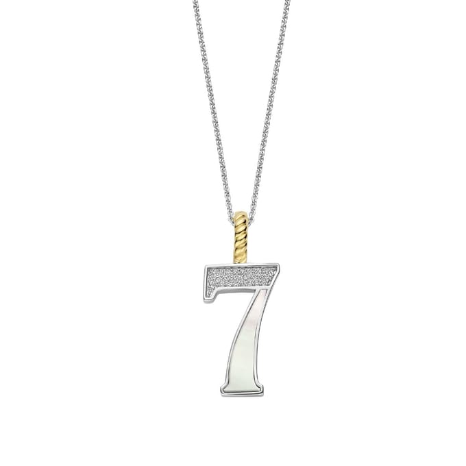 TI SENTO Dames Hanger - 925 zilver - Cijfer 7 - Parelmoer - 6841MW_7