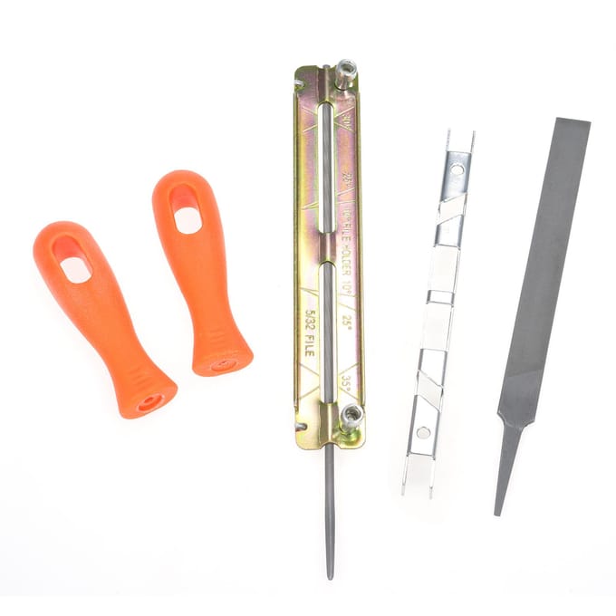 Kit de limes d'affûtage de tronçonneuse, manche de lime, lime, limes plates, porte-lime, règle de limite, utilisé pour 6 Pcs orange