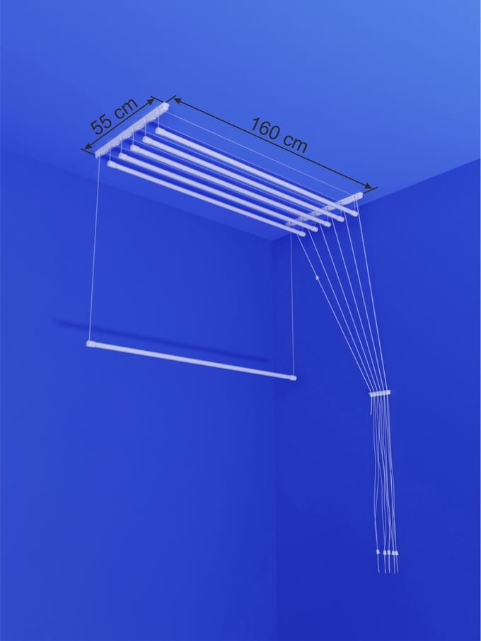 Heavy-duty Ruimtebesparend Plafond Droogrek - 6 stangen elk 160 cm lang