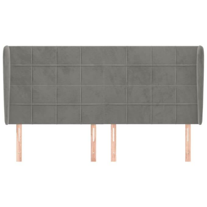 vidaXL - Hoofdbord - met - randen - 183x23x118/128 - cm - fluweel - lichtgrijs