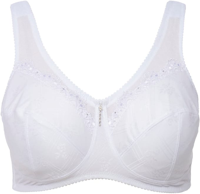 Ulla Popken - Dames - Ontlastingsbeha zonder beugel kant - Wit - Maat 130D