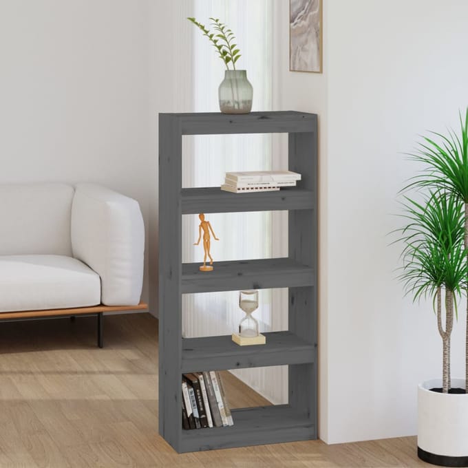 vidaXL - Boekenkast/kamerscherm - 60x30x135,5 - cm - massief - grenenhout - grijs