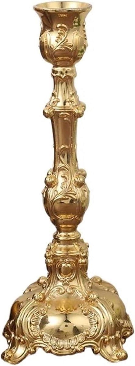 Kandelaars Set - Kaarshouders - Sfeer Creëren - Stabiele Basis - 2 stuks 17 cm - Goud