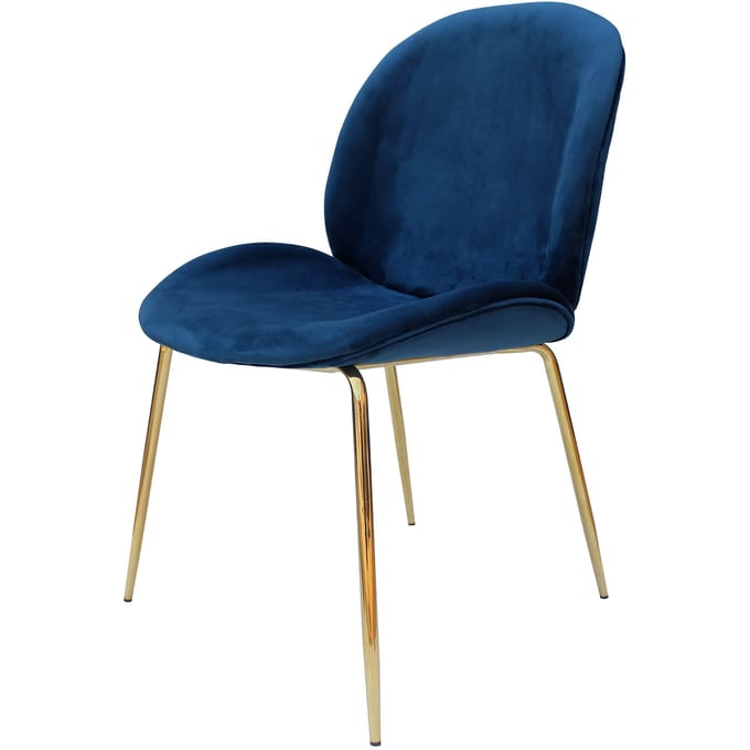 Charlize- Eetkamerstoel set van twee- Messing- Blauw- Modern