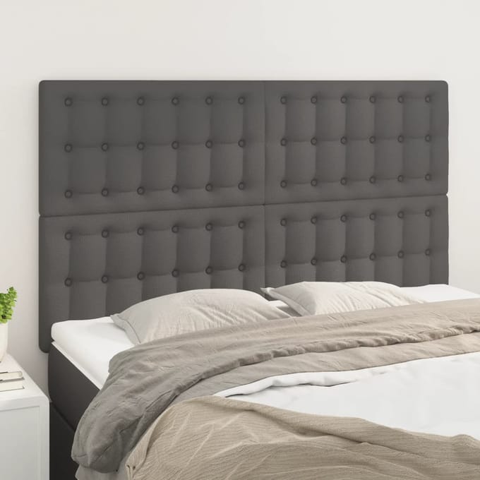 vidaXL - Hoofdbord - grijs - 144x5x118/128 - cm - kunstleer
