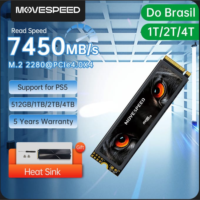 MOVESPEED YSSDHB 7450MB/s SSD Nvme M2 PCIe 4.0x4 2280 Solid State Drive 4TB 2TB 1TB TLC Chip Interne harde schijf voor pc-computer PS5
