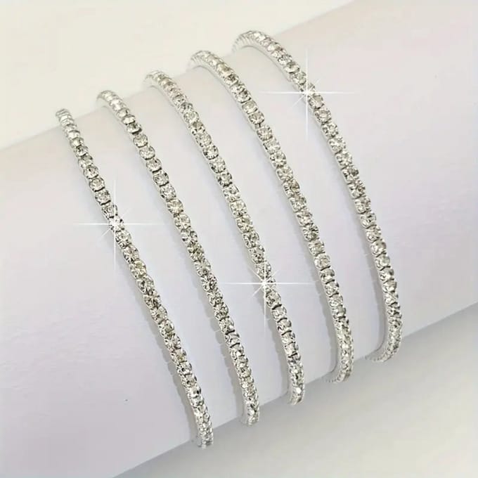Nivard Armband - Staal - Nep Zilver - Dames - 5 St - Zilver/Wit